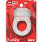 Hunkyjunk Revring Cock Ring w/Vibe - Clear w/Blue Vibe