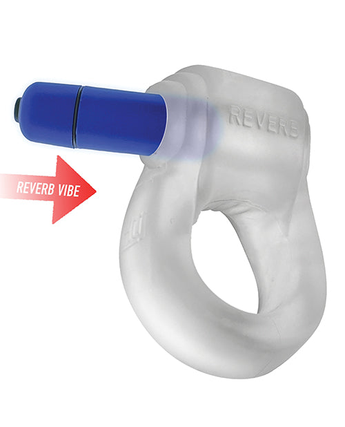 Hunkyjunk Revring Cock Ring w/Vibe - Clear w/Blue Vibe