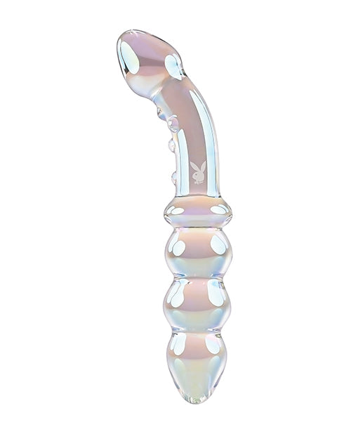 Playboy Pleasure Anal Dildo | Clear Jewels Double Dildo | Glass Dildo with Anal Beads