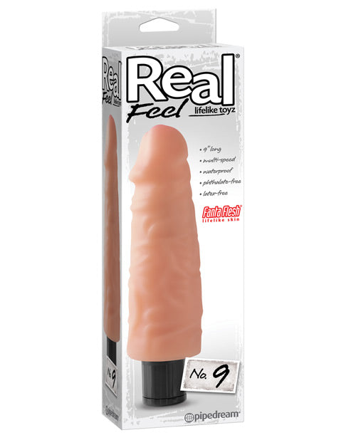 Real Feel No. 9  Long 9" Vibe Waterproof - Multi-speed Flesh