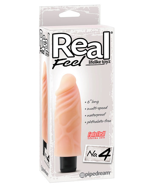 Real Feel No. 4  Long 6" Vibe Waterproof - Multi-speed Flesh