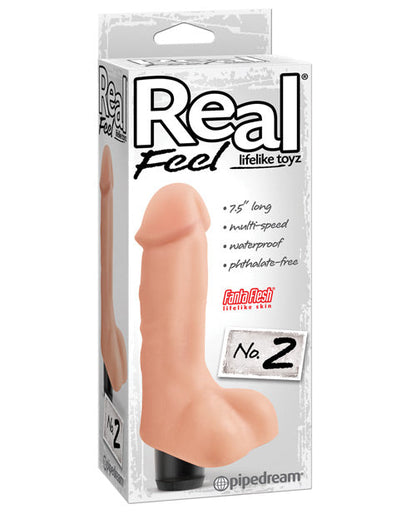 Real Feel No.2 Long 7.5" Vibe Waterproof - Mutli-speed Flesh