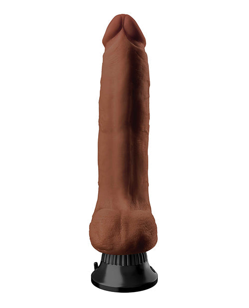 Real Feel Suction Cup Dildo | Deluxe No 10 Vibrating Dildo | 10" Big Dildo | Waterproof Brown Realistic Dildo