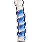 Icicles No 5 Realistic Dildo | Hand Blown Glass Dildo Massager | Clear Blue Swirl Big Dildo