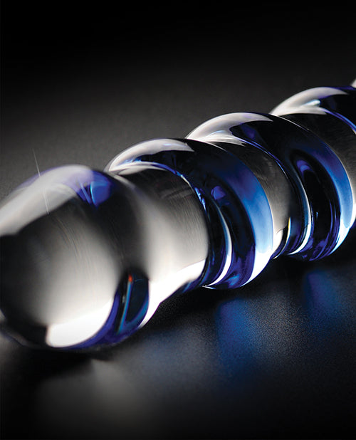 Icicles No 5 Realistic Dildo | Hand Blown Glass Dildo Massager | Clear Blue Swirl Big Dildo