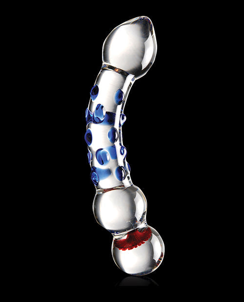 Icicles No 18 Big Dildo | Hand Blown Glass Dildo Massager | Clear Blue Knobs Large Dildo