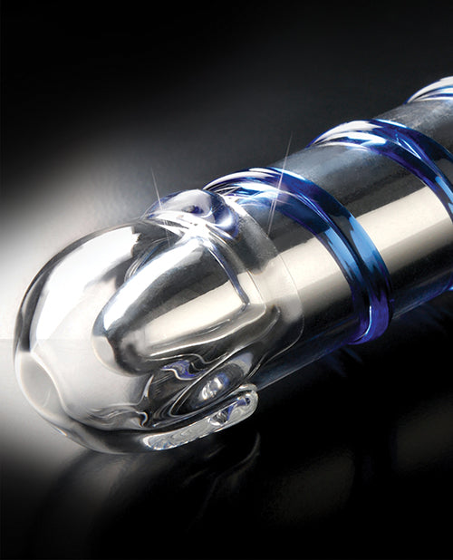 Icicles No 20 Big Dildo | Hand Blown Glass Dildo | Waterproof Vibrator Dildo | Clear Blue Swirls