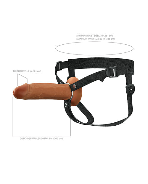 Fantasy X-Tensions Elite 8" Silicone Hollow Strap-on w/Harness - Brown