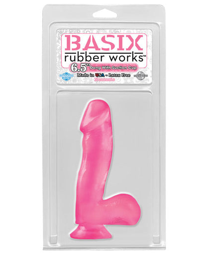 Basix Rubber Works Realistic Dildo | Pink 6.5" Big Dildo | Suction Cup Dildo