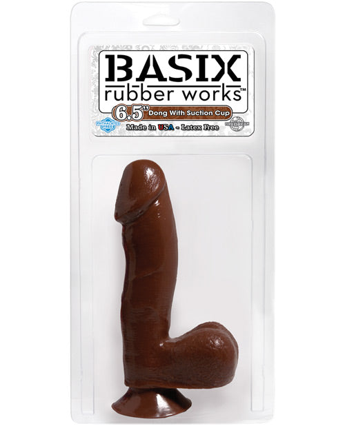 Basix Rubber Works Big Black Dildo | 6.5" Realistic Dildo | Suction Cup Dildo