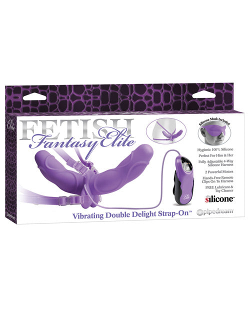 Fetish Fantasy Elite Vibrating Double Delight Strap On - Purple