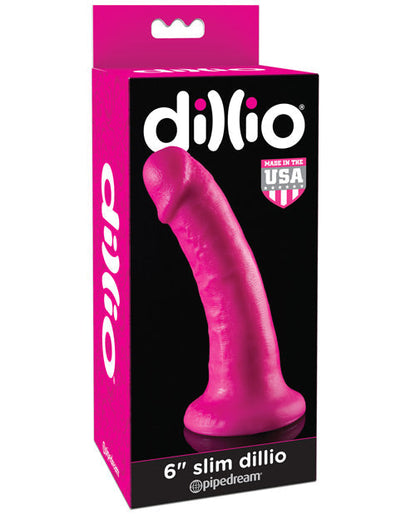 Dillio 6" Slim Large Dildo | Pink Dildo  | Suction Cup Dildo | Slender Flexible Realistic Dildo