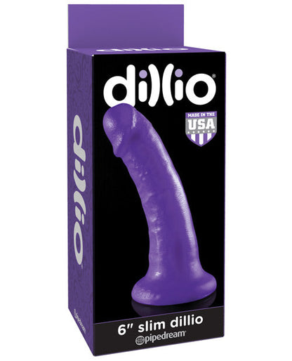 Dillio 6" Big Dildo | Slim Purple Realistic Dildo | Suction Cup Dildo | Large Dildo