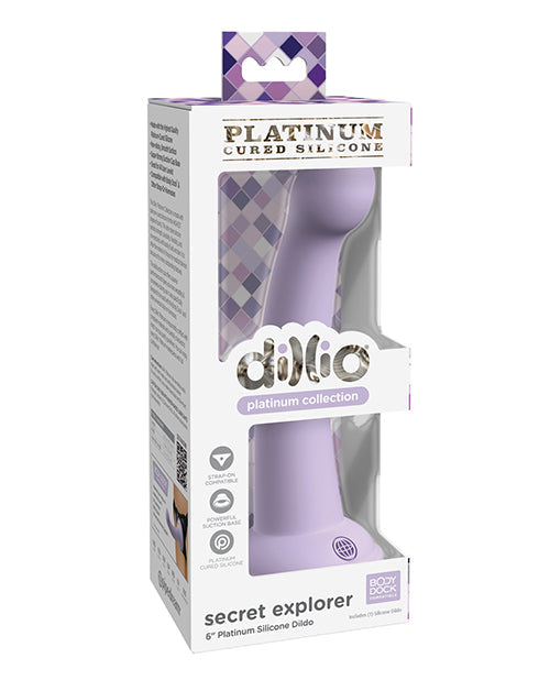 Dillio Large Dildo | Platinum 6" Big Dildo | Secret Explorer Silicone Dildo | Purple Suction Cup Dildo