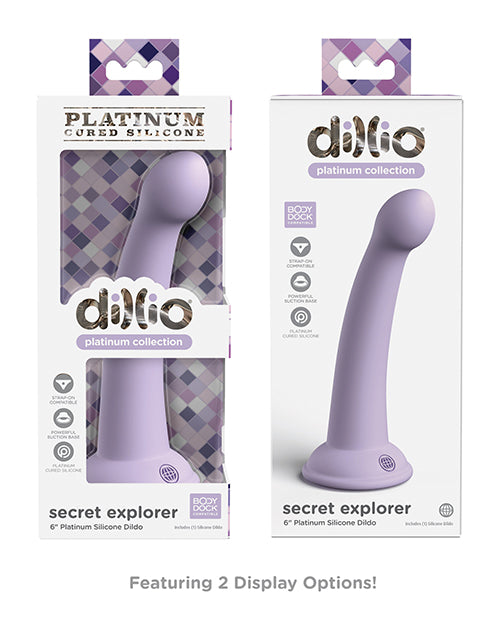 Dillio Large Dildo | Platinum 6" Big Dildo | Secret Explorer Silicone Dildo | Purple Suction Cup Dildo