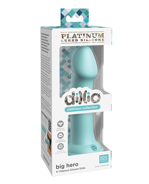 Dillio Large Dildo | Platinum 6" Big Dildo | Hero Silicone Dildo | Teal Suction Cup Dildo