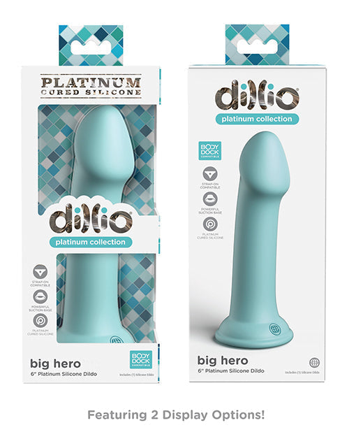 Dillio Large Dildo | Platinum 6" Big Dildo | Hero Silicone Dildo | Teal Suction Cup Dildo