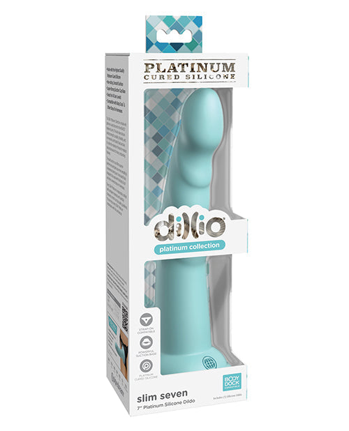 Dillio Large Dildo | Platinum 7" Big Dildo | Slim Silicone Dildo | Teal Suction Cup Dildo