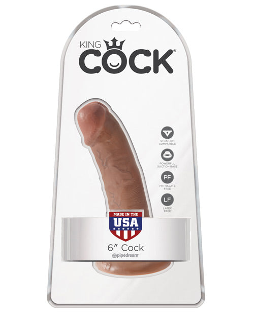 King Cock 6" Big Dildo | Tan Suction Cup Dildo | Realistic Dildo | Large Dildo