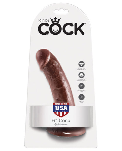 King Cock 6" Big Black Dildo | Brown Realistic Dildo | Suction Cup Dildo | Large Dildo