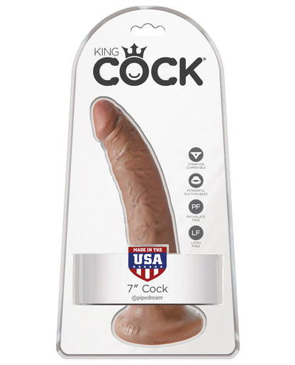 King Cock 7" Big Dildo | Tan Suction Cup Dildo | Large Dildo | Realistic Dildo