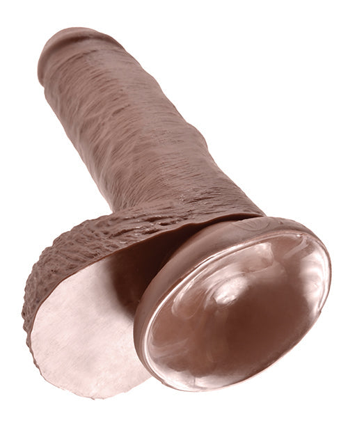 King Cock 7" Big Dildo with Balls | Brown Suction Cup Dildo | Large Dildo