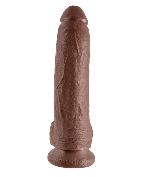 King Cock 9" Big Dildo with Balls | Brown Suction Cup Dildo | Large Dildo | Realistic Dildo