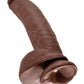 King Cock 9" Big Dildo with Balls | Brown Suction Cup Dildo | Large Dildo | Realistic Dildo