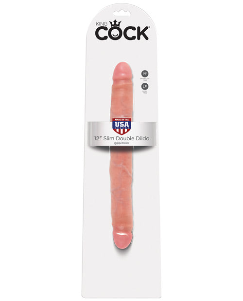 King Cock 12" Big Dildo | Slim Double Sided Dildo | Flesh Realistic Dildo | Large Double Dildo