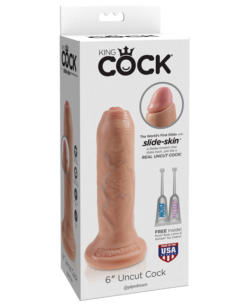 King Cock 6" Big Dildo | Uncut Realistic Dildo | Flesh Suction Cup Dildo | Large Dildo