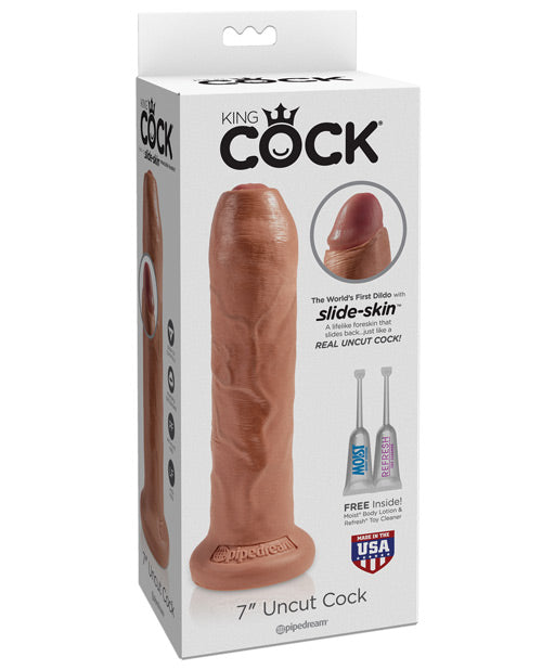 King Cock 7" Big Dildo | Uncut Large Dildo | Tan Suction Cup Dildo | Realistic Dildo