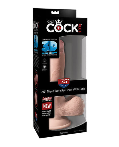 King Cock Plus Large Dildo | 7.5" Big Dildo | Triple Density Suction Cup Dildo with Balls