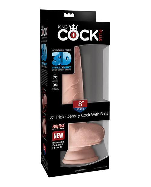 King Cock Plus Large Dildo | 8" Big Dildo | Triple Density Suction Cup Dildo with Balls