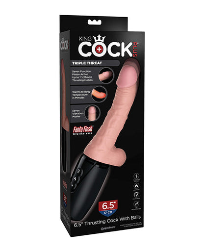 King Cock Plus Thrusting, Warming & Vibrating  6.5" Triple Threat Dong