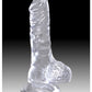 King Cock Clear 4" Big Dildo with Balls | Large Dildo | Realistic Dildo | Suction Cup Dildo