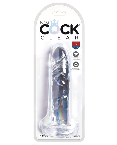 King Cock Large Dildo | Clear 6" Big Dildo | Suction Cup Dildo | Realistic Dildo