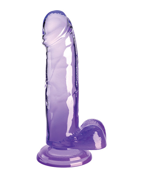 King Cock Large Dildo | Clear 7" Big Dildo with Balls | Purple Dildo | Suction Cup Dildo