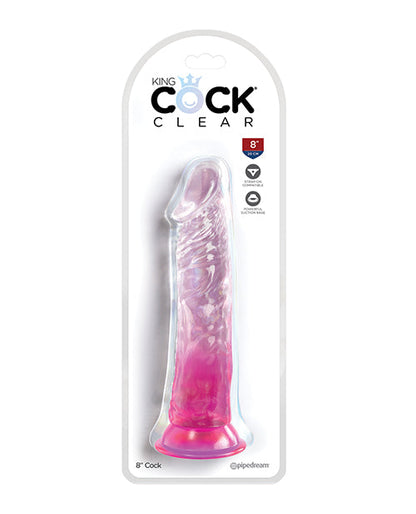 King Cock Large Dildo | Clear 8" Big Dildo | Pink Dildo | Suction Cup Dildo | Realistic Dildo