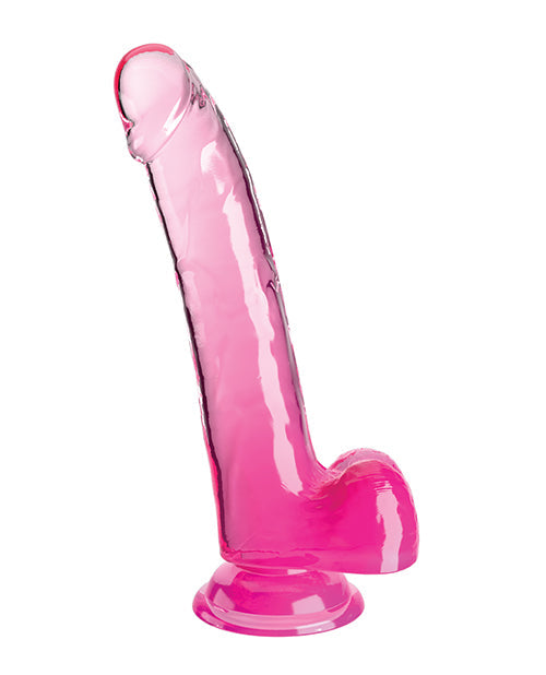 King Cock Large Dildo | Clear 9" Big Dildo with Balls | Pink Dildo | Suction Cup Dildo