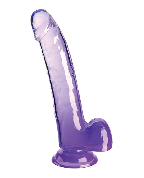 King Cock Large Dildo | Clear 9" Big Dildo with Balls | Purple Dildo | Suction Cup Dildo