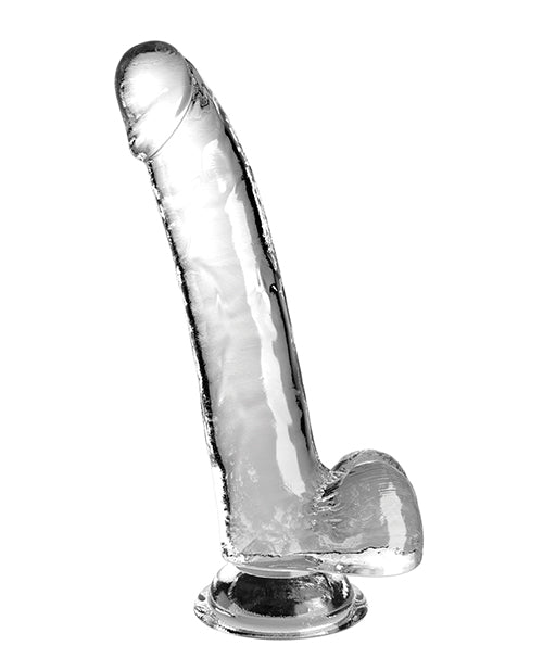 King Cock Large Dildo | Clear 9" Big Dildo with Balls | Suction Cup Dildo | Realistic Dildo