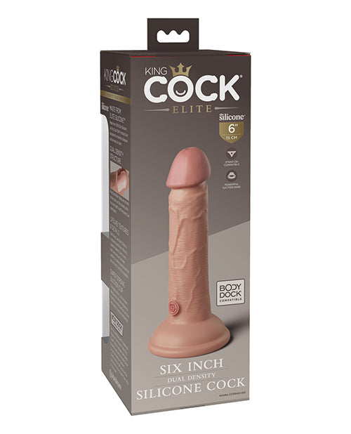 King Cock Elite Large Dildo | Light 6" Big Dildo | Dual Density Silicone Suction Cup Dildo