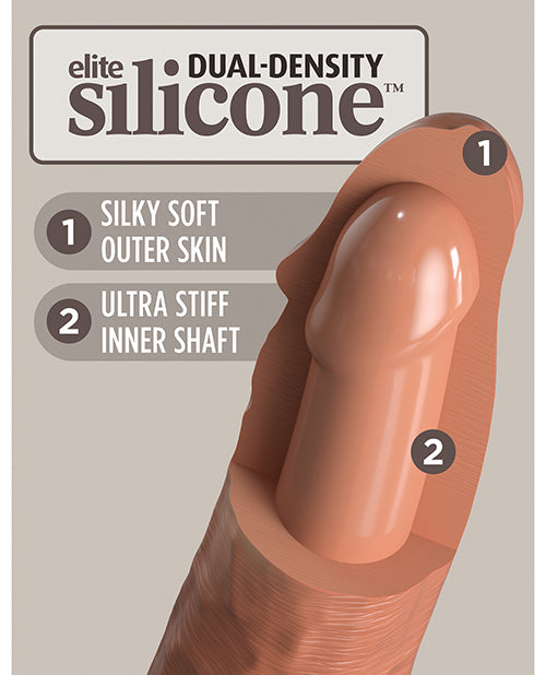 King Cock Elite Large Dildo | Silicone 6" Big Dildo | Dual Density Tan Suction Cup Dildo