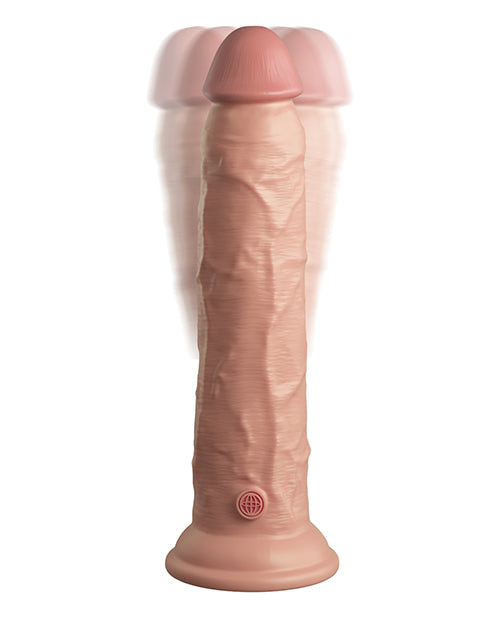 King Cock Elite 9" Dual Density Vibrating Silicone Cock w/Remote - Light