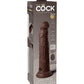 King Cock Elite 9" Dual Density Vibrating Silicone Cock w/Remote - Brown