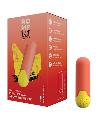 Romp Riot Bullet Vibrator | Orange Small Vibrator | Waterproof Clit Vibrator | Best Vibrator for Women