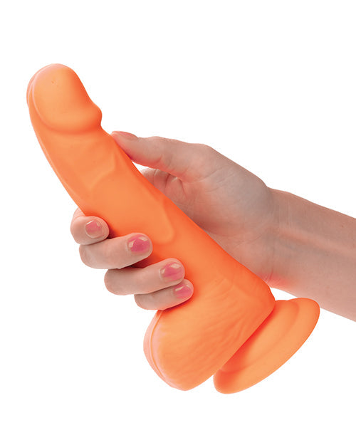 Silicone Studs 6" Big Dildo | Orange Suction Cup Dildo | Realistic Dildo | Neon Silicone Dildo