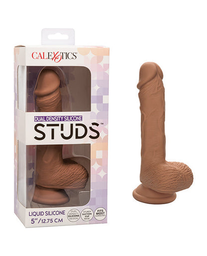 Studs Dual Density Realistic Dildo | Silicone Dildo | 5" Big Dildo | Brown Suction Cup Dildo