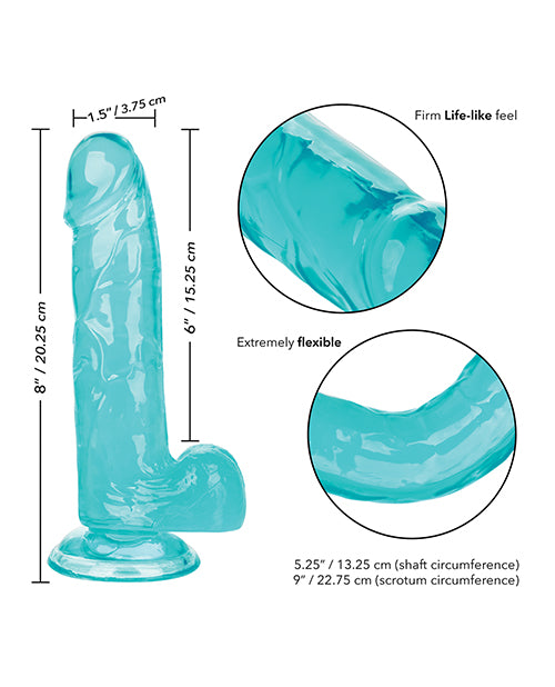 Size Queen 6" Big Dildo | Blue Suction Cup Dildo | Realistic Dildo | Sturdy Large Dildo