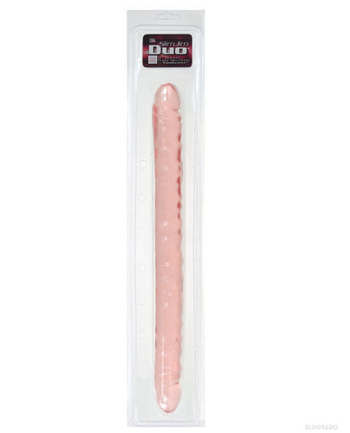 17" Big Dildo | Slim Jim Duo Giant Dildo | Veined Realistic Dildo | Translucence Gel Pink Dildo